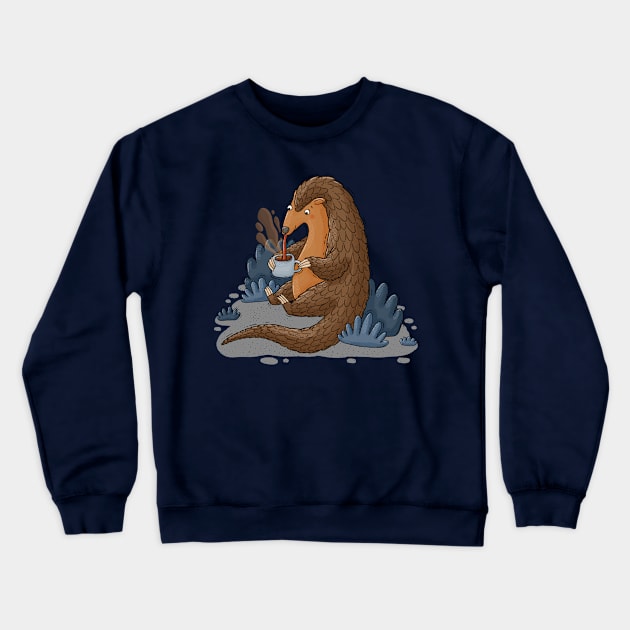 Coffee Pangolin Crewneck Sweatshirt by Tania Tania